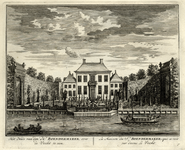 135616 Gezicht over de Vecht bij Breukelen op het huis Boom en Bosch en de tuin voor het huis.